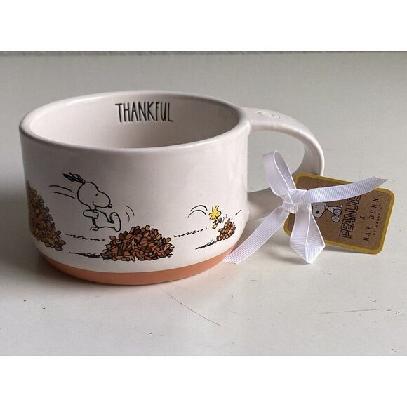 Rae Dunn Peanuts Snoopy Fall Thanksgiving THANKFUL Soup Bowl Mug NEW - Picture 1 of 13